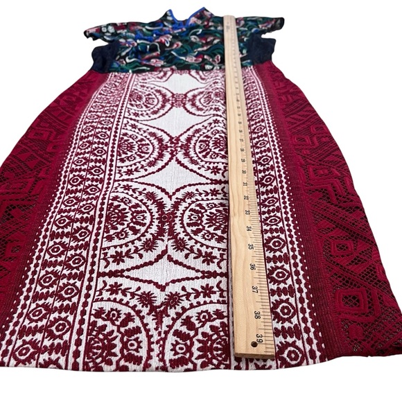 Byron Lars Beauty Mark Embroidered Cheongsam Mixed Media Sheath Dress - Size 6 - Picture 12 of 13